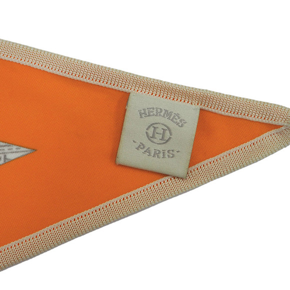 HERMES Hermes Carre Pointe Bolduk Silk Jersey Triangle Scarf Orange Large Siz... - Picture 7 of 9